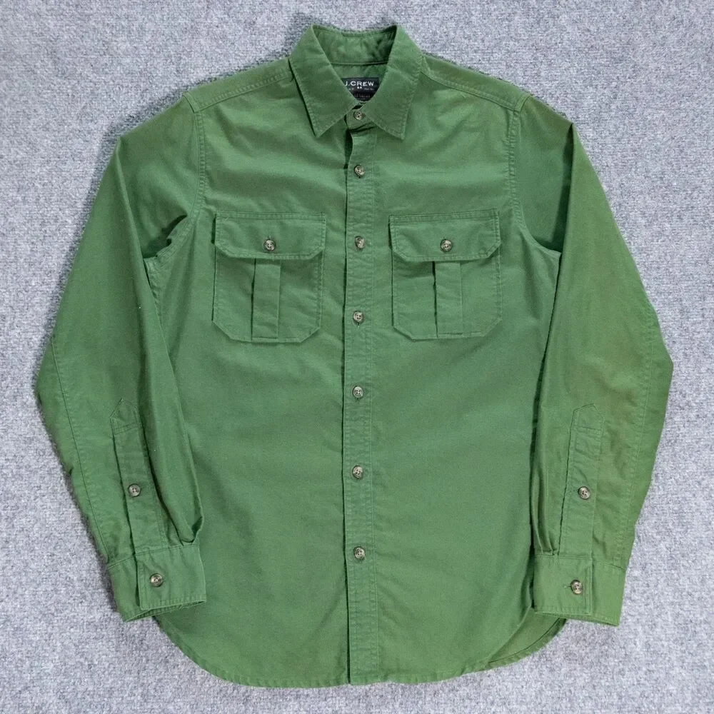 J Crew Work Shirt Men's XS Cotton Military Green Button Utility Army Long Sleeve
